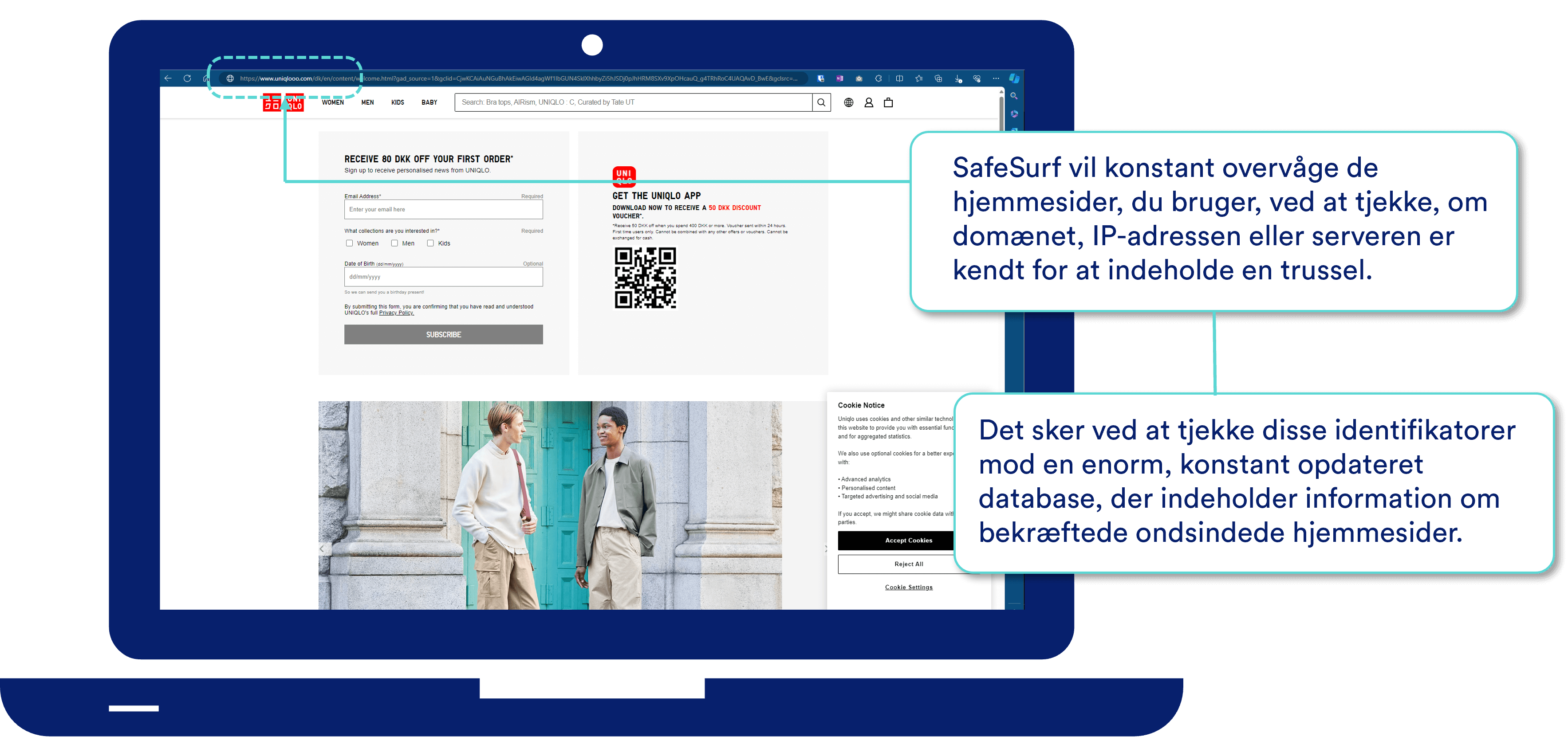 Først – Når du klikker på et link eller indtaster en webadresse: